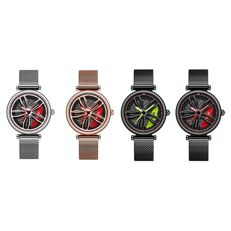 Women Quartz Watch with 3d Hollow out Wheel Design - Rose Gold 12