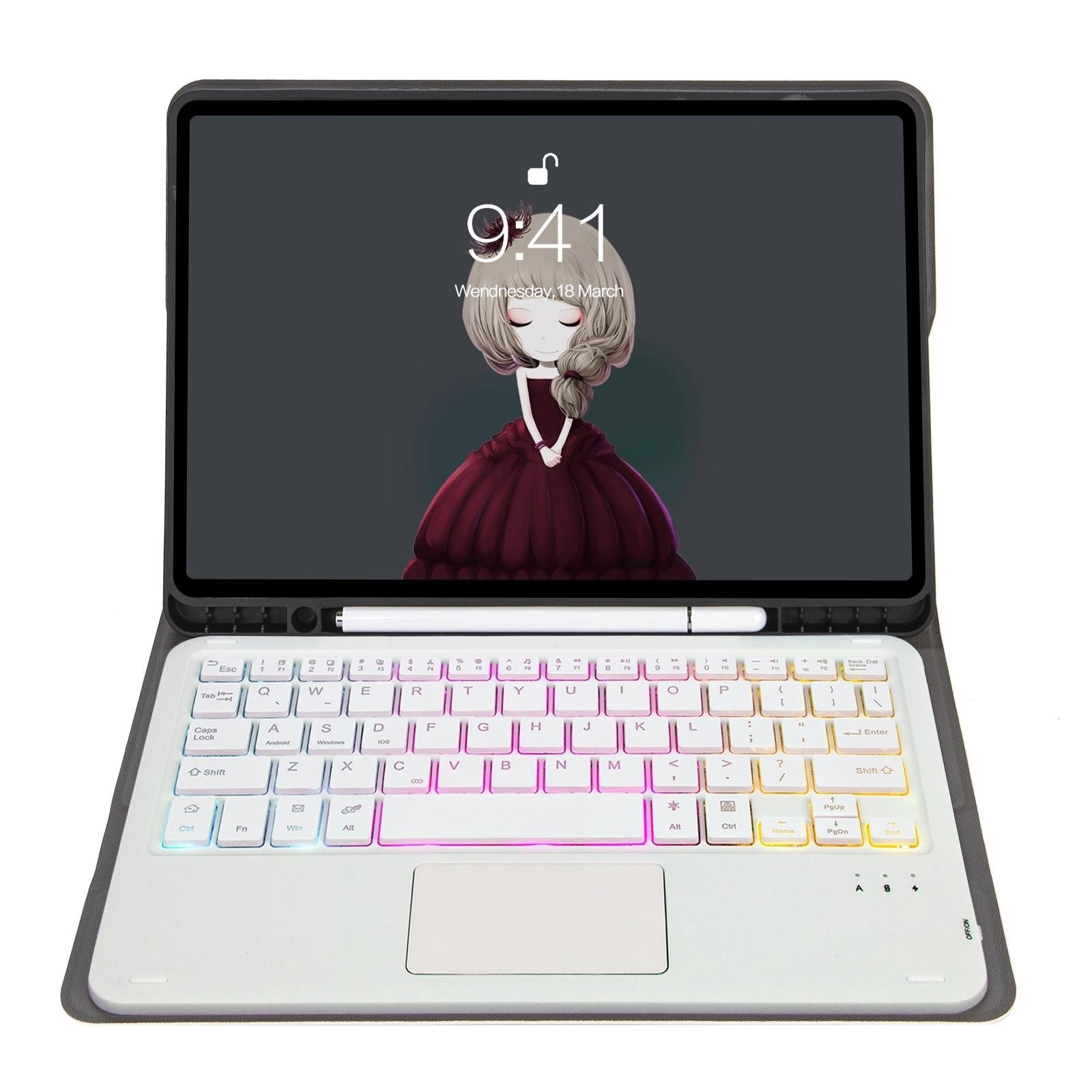 Bluetooth Keyboard Leather Case For Ipad Air / Pro 11 - Touch Pad Backlight Pen Slot - Rose Gold 6