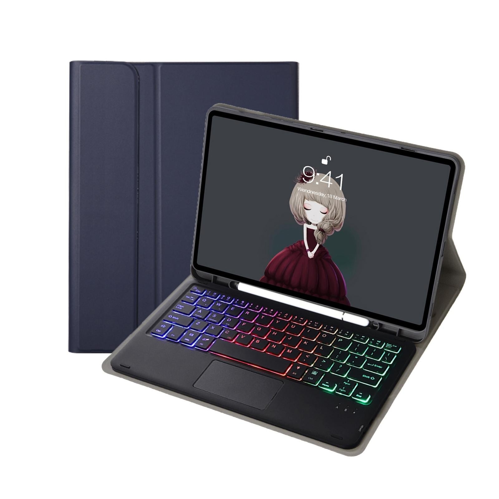 Bluetooth Keyboard Leather Case For Ipad Air / Pro 11 - Touch Pad Backlight Pen Slot - Rose Gold 8