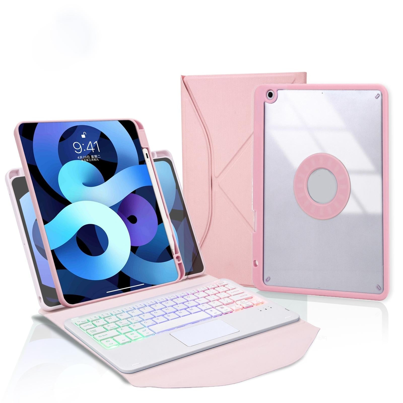 Bluetooth Keyboard Leather Case For Ipad 10.2 - Touchpad Backlight Pen Slot - 2021 / 2020 / 2019 - Green 7