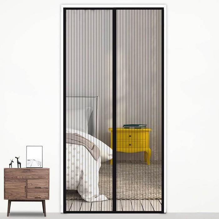 190x100cm Magnetic Mosquito-proof Screen Door Curtain - Magic Mesh - Coffee 14