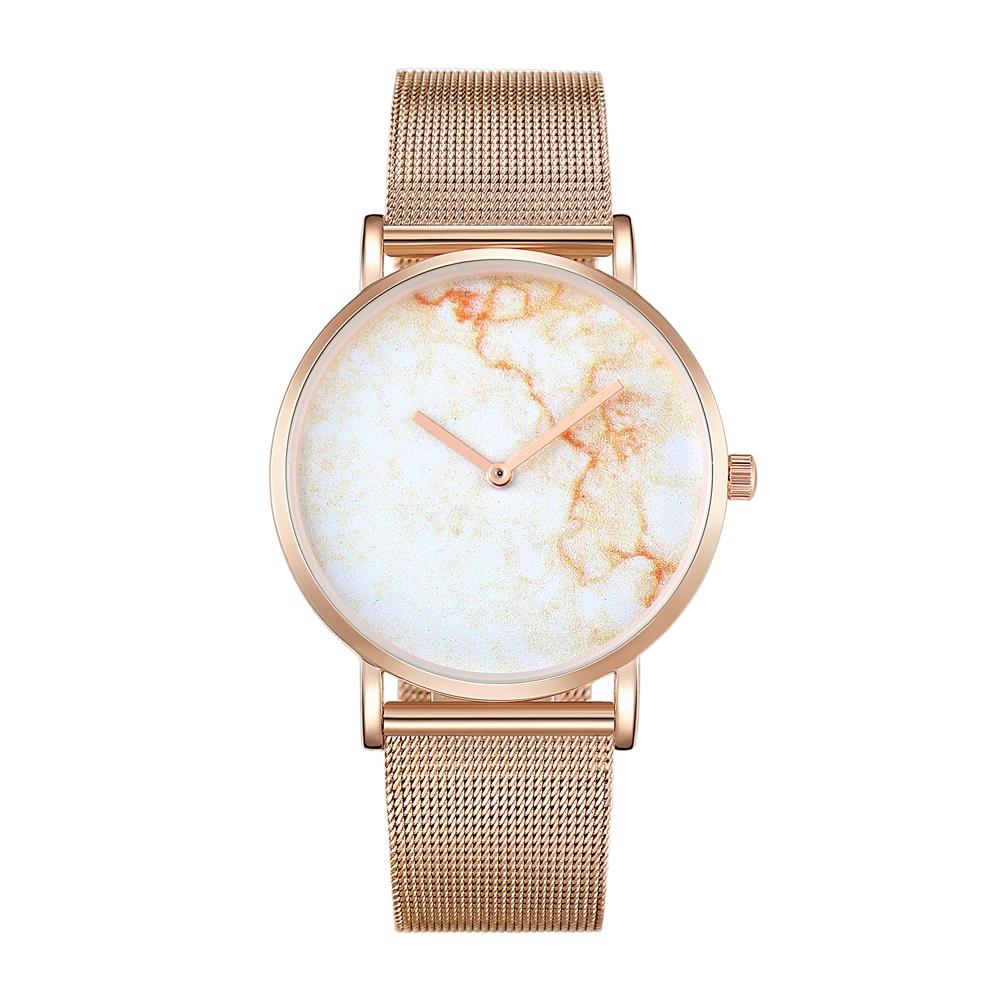 Stylish Men Quartz Watch with Gold Alloy Case and Stainless Steel Band - Round Dial - Wa0733C 10