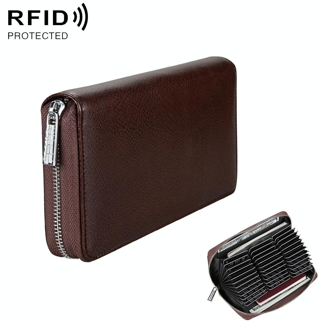 Leather Rfid Passport & Card Holder - Compact - Coffee 9