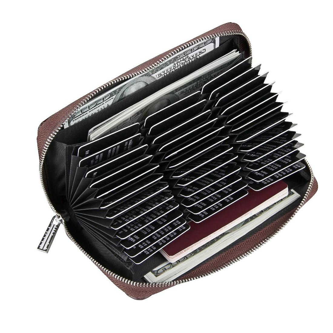 Leather Rfid Passport & Card Holder - Compact - Coffee 13