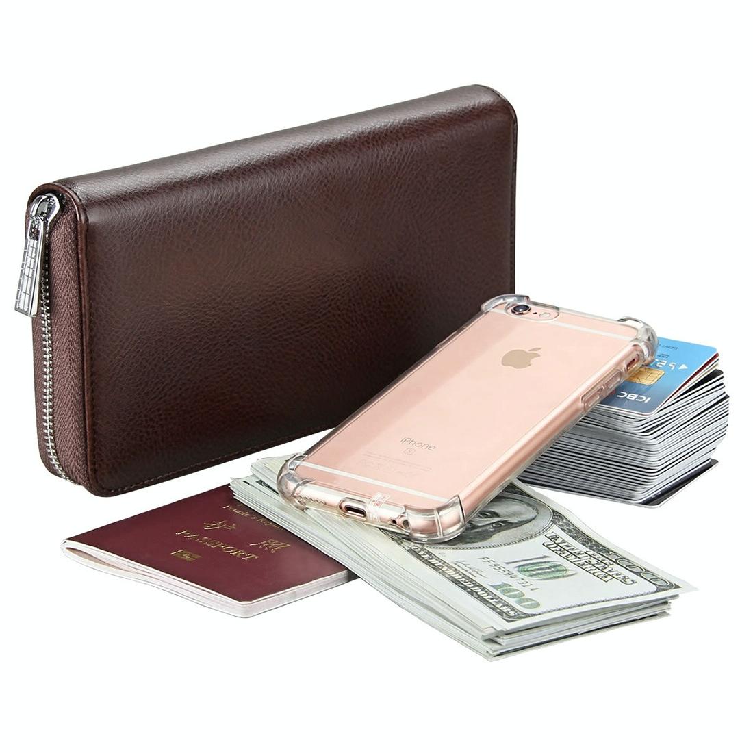Leather Rfid Passport & Card Holder - Compact - Coffee 14