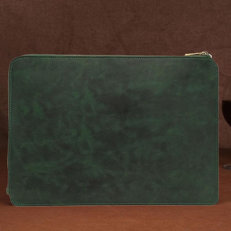 Leather Laptop Tablet Bag with Zipper for Macbook Samsung Sony Dell Alienware Chuwi Asus Hp - Coffee 4