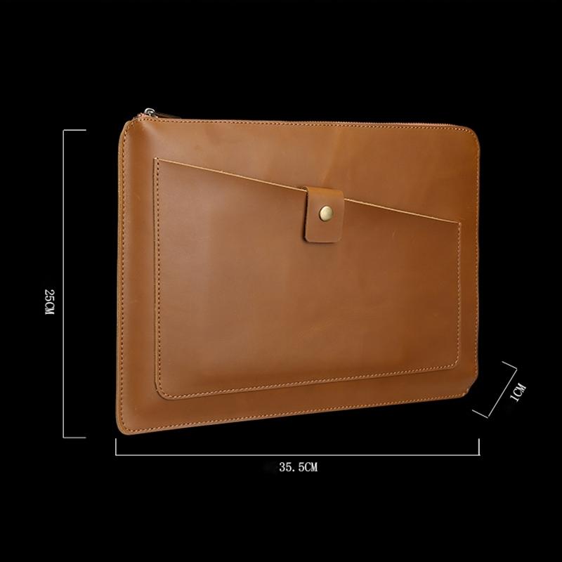 Leather Laptop Tablet Bag with Zipper for Macbook Samsung Sony Dell Alienware Chuwi Asus Hp - Coffee 5