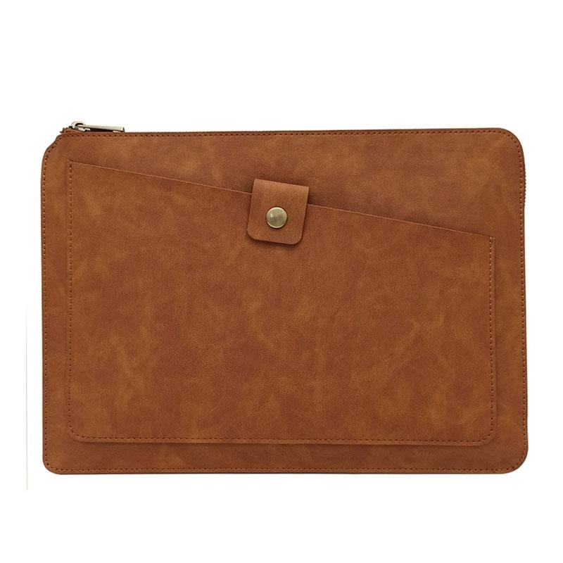 Leather Laptop Tablet Bag with Zipper for Macbook Samsung Sony Dell Alienware Chuwi Asus Hp - Coffee 8