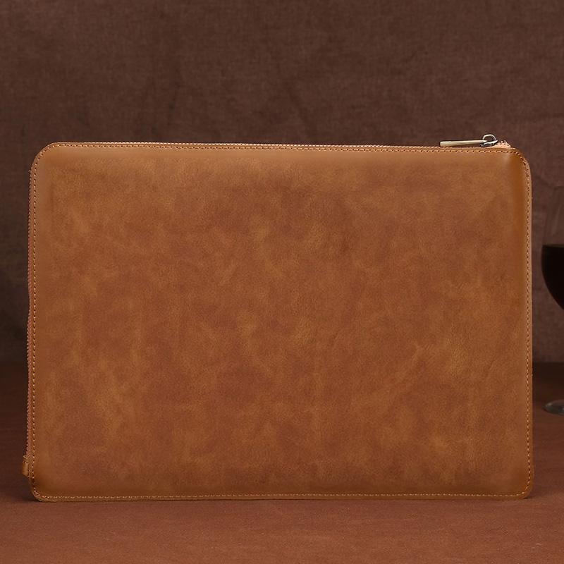 Leather Laptop Tablet Bag with Zipper for Macbook Samsung Sony Dell Alienware Chuwi Asus Hp - Coffee 10