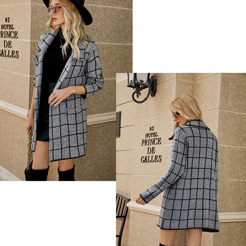 Autumn And Winter Long Sweater Collision Colour Knitted Cardigan Trench Coat - Dark Grey - Xl 3