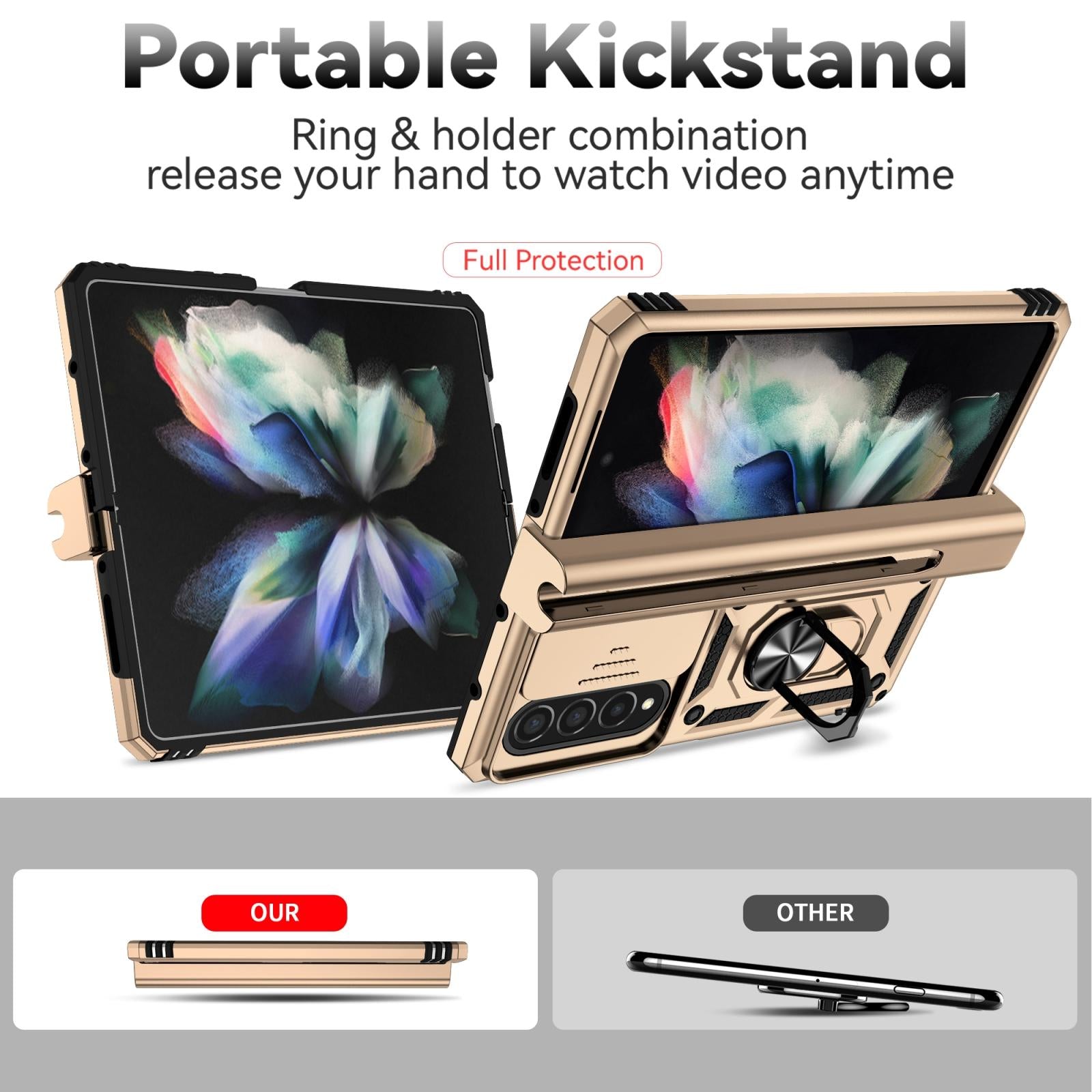 For Samsung Galaxy Z Fold4 5G Secure Sliding Case - Gold 13