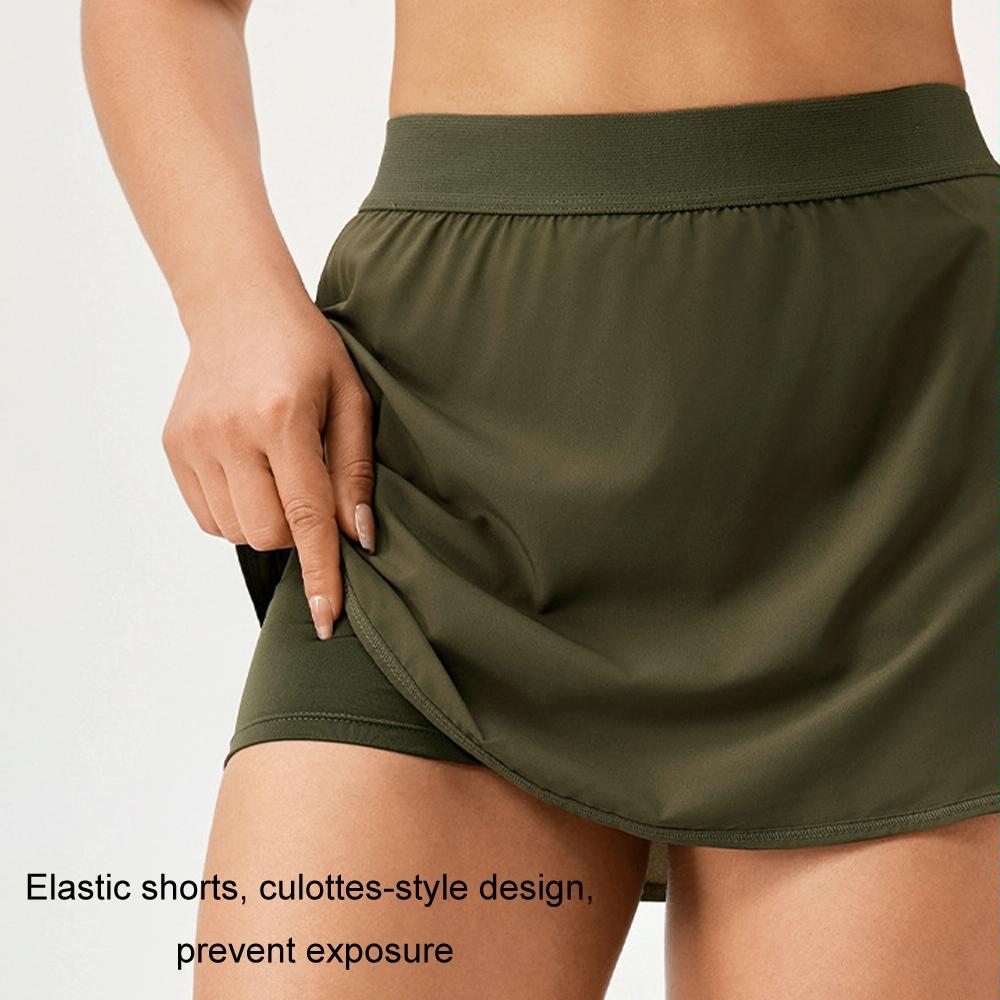 Quick Drying Women Yoga Skirt Pants Breathable & Fake Two Piece Size L - Green - Xl 7