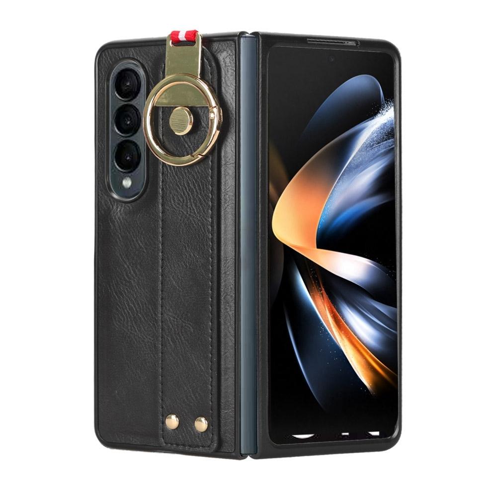 For Samsung Galaxy z Fold4 5G Leather Wristband Phone Case - Back Cover - Blue 9