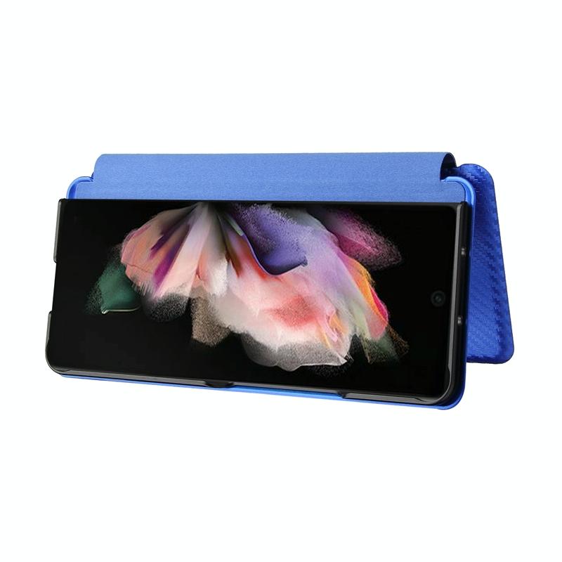 For Samsung Galaxy Z Fold4 5G Carbon Fiber Flip Leather Case - Blue 6