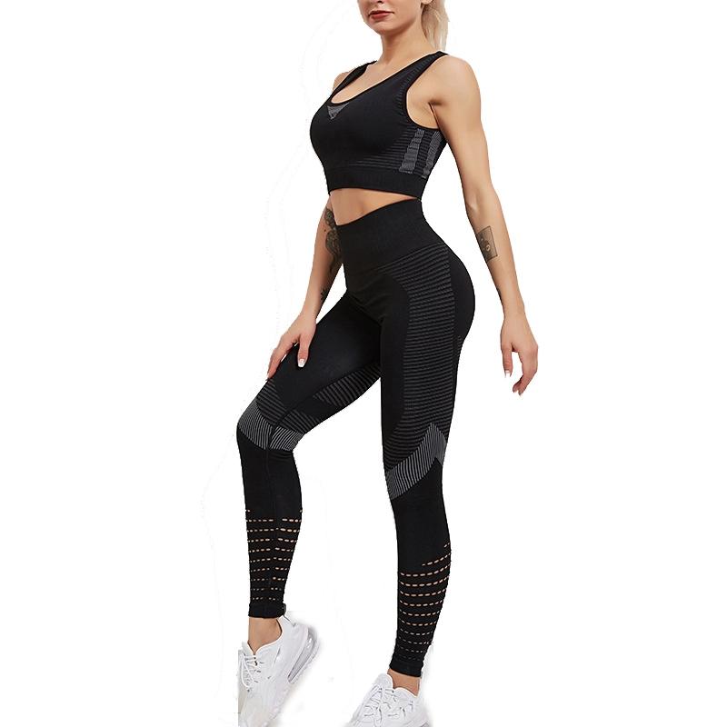 Yoga Fitness Set Women Sports Bra & Leggings Size L - Black - Xl 12