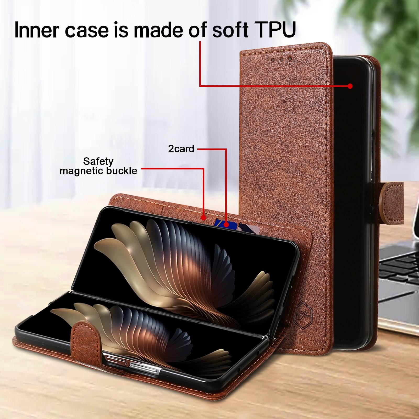 For Samsung Galaxy Z Fold4 5G Leather Texture Phone Case - Pu Tpu - Brown 10