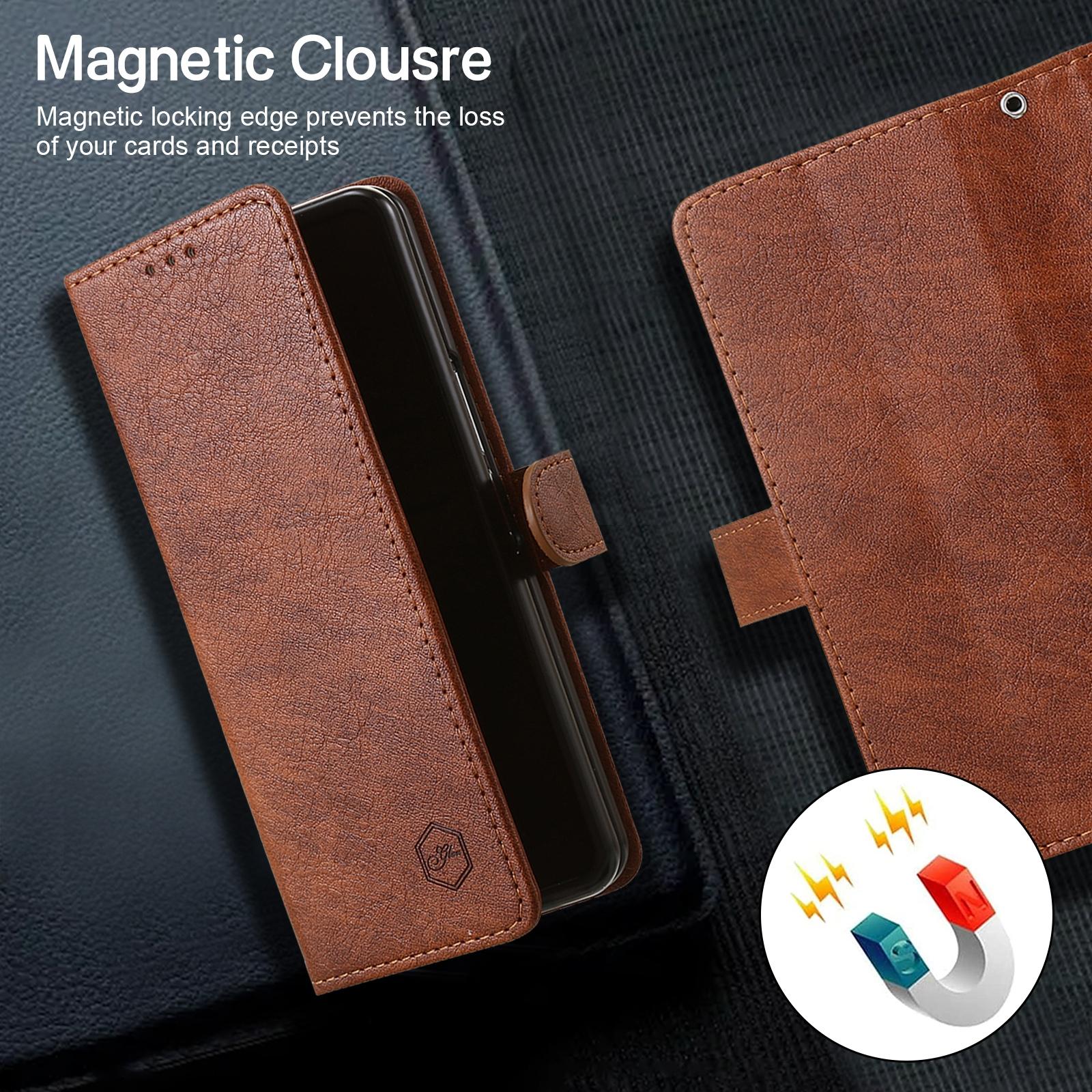 For Samsung Galaxy Z Fold4 5G Leather Texture Phone Case - Pu Tpu - Brown 11