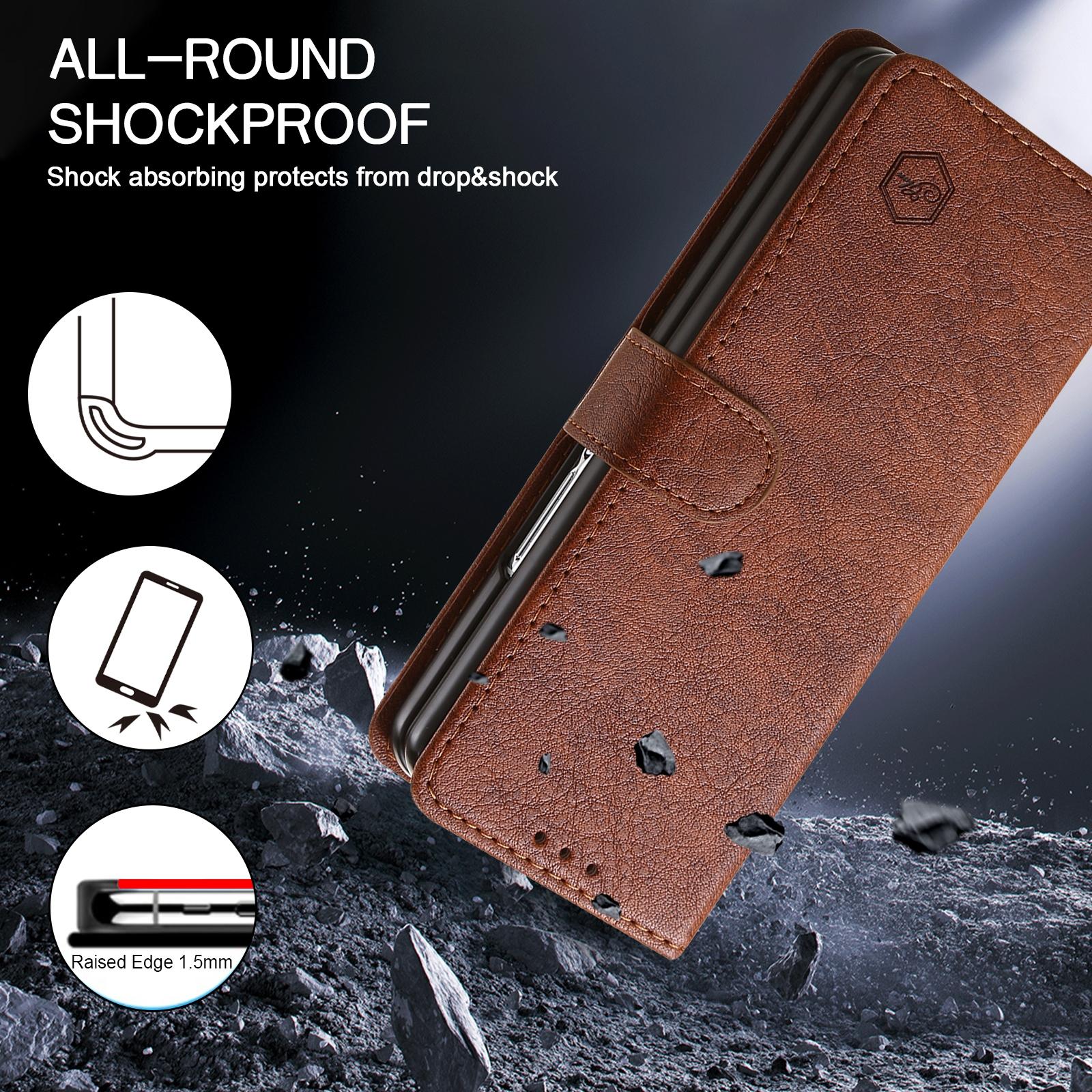 For Samsung Galaxy Z Fold4 5G Leather Texture Phone Case - Pu Tpu - Brown 13