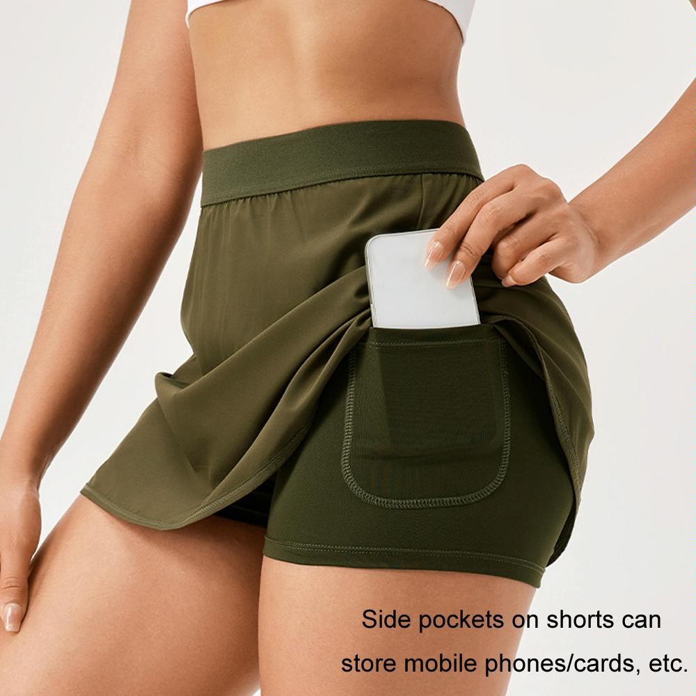 Quick Drying Women Yoga Skirt Pants Breathable & Fake Two Piece Size L - Green - Xxl 6