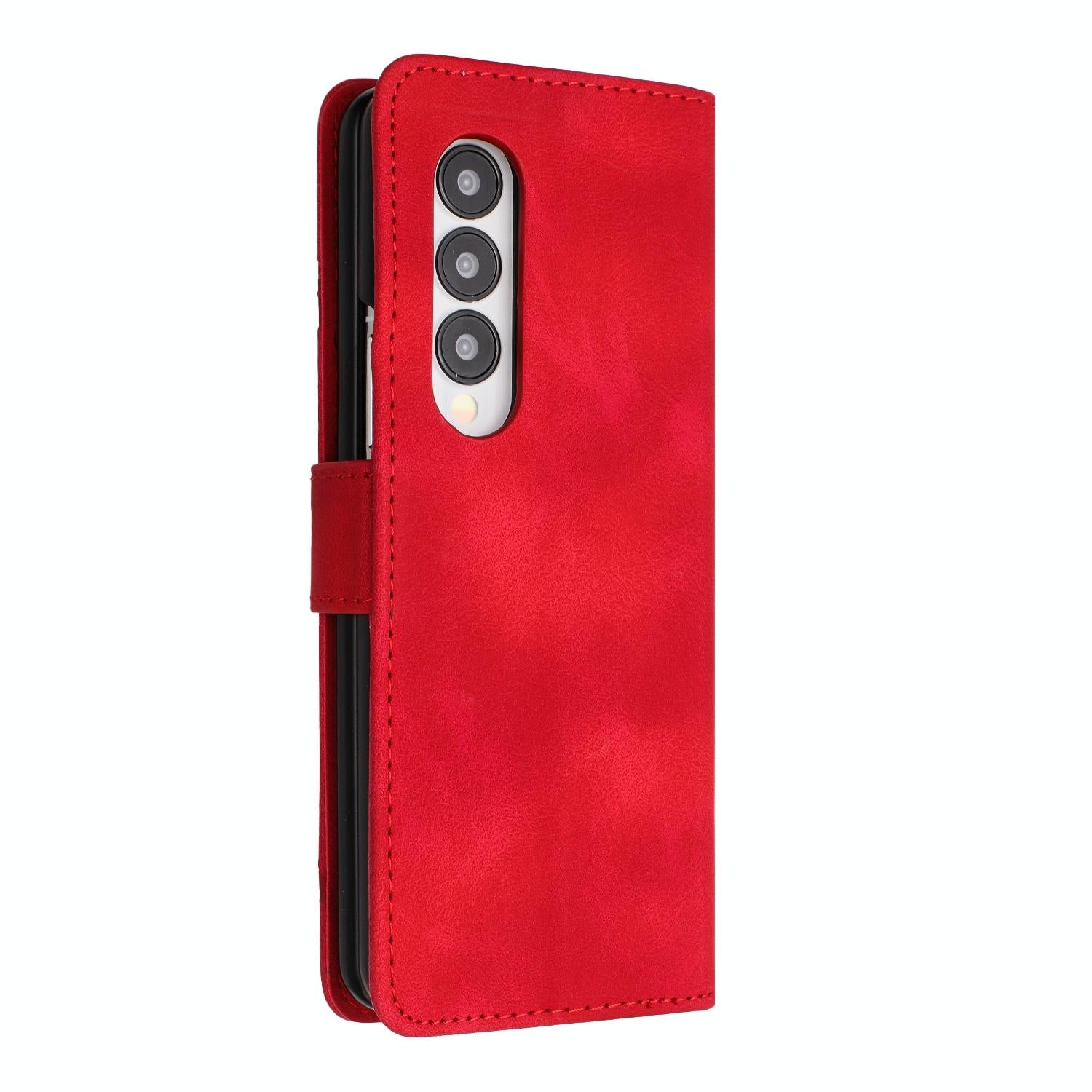 For Samsung Galaxy Z Fold4 5G Smooth Leather Phone Case - Line Pattern - Light Purple 7