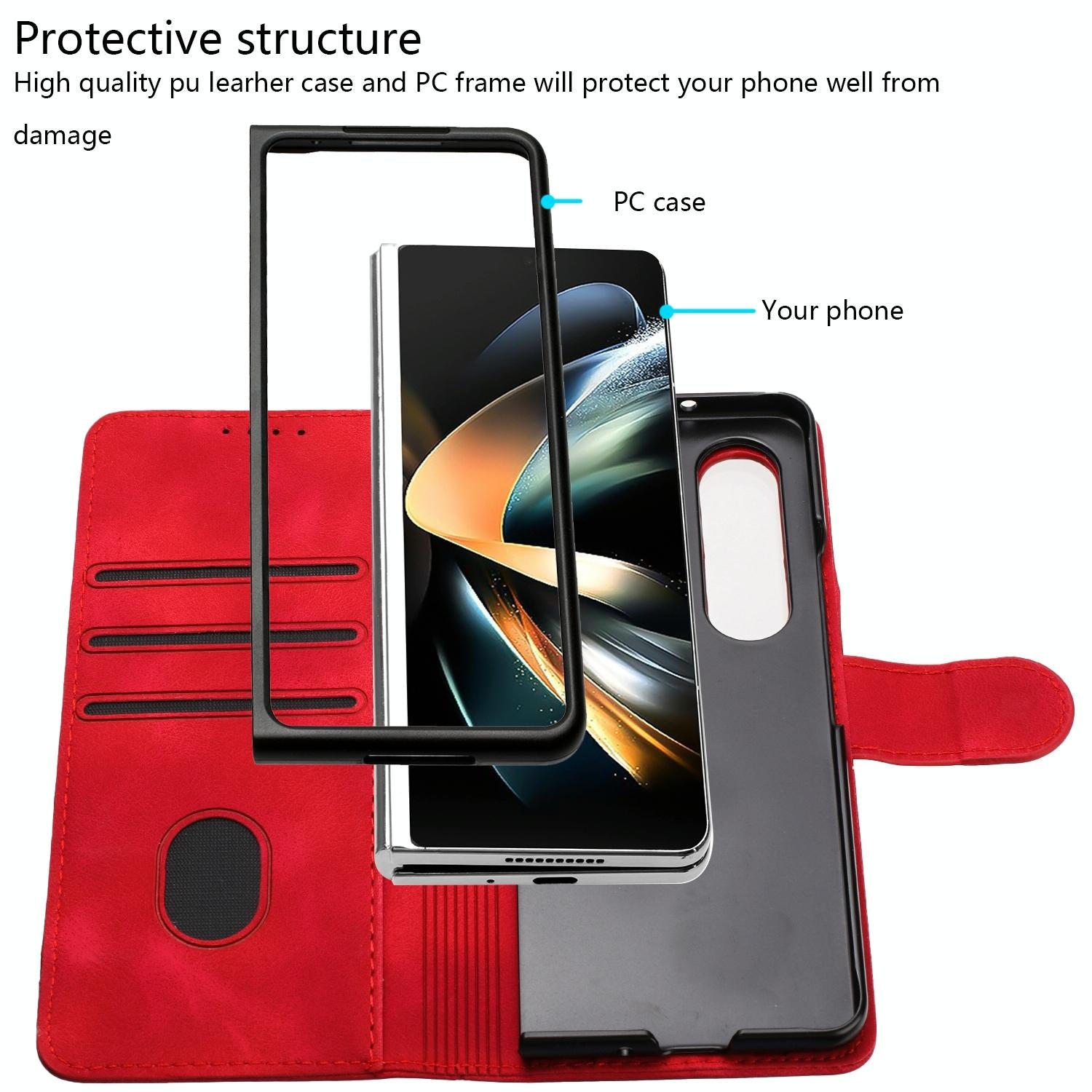For Samsung Galaxy Z Fold4 5G Smooth Leather Phone Case - Line Pattern - Light Purple 9