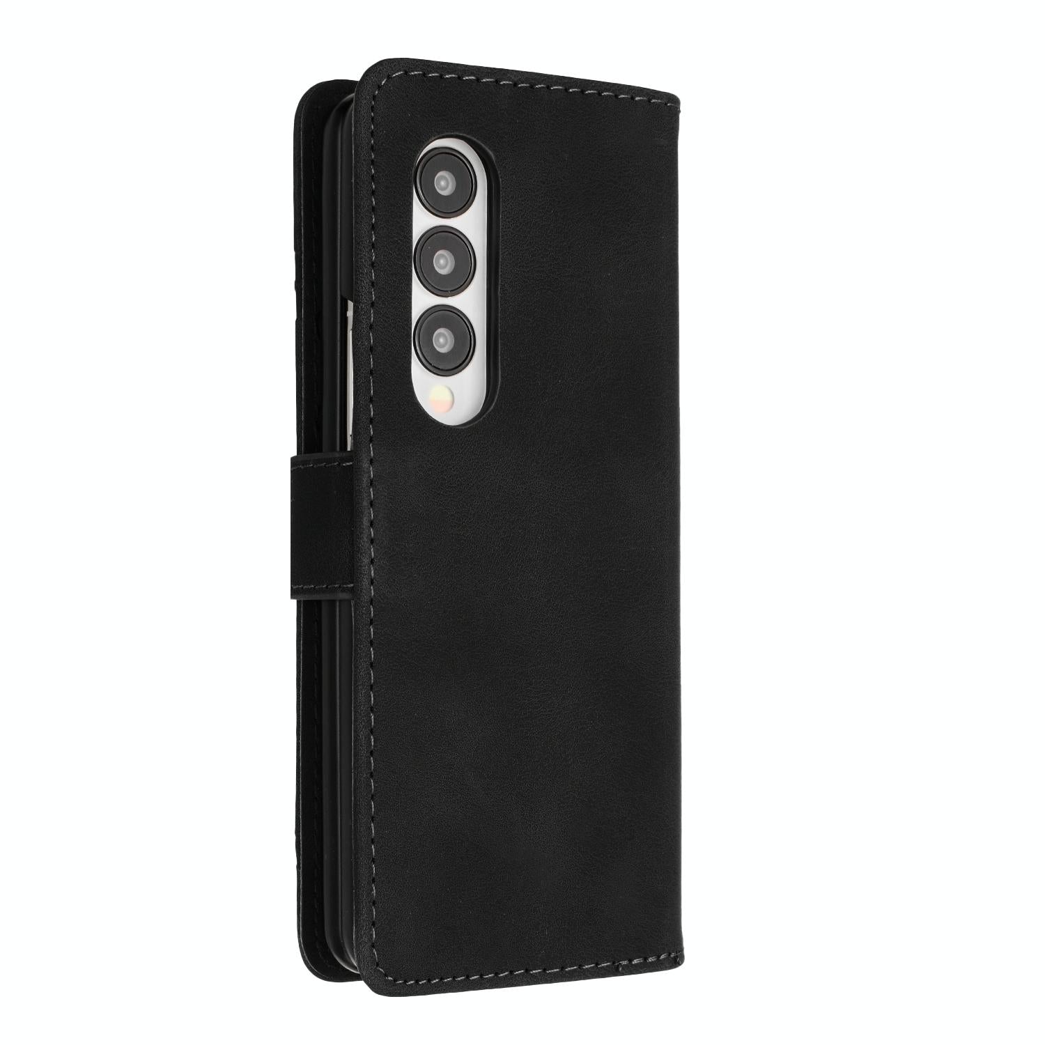 For Samsung Galaxy Z Fold4 5G Smooth Leather Phone Case - Line Pattern - Light Purple 12