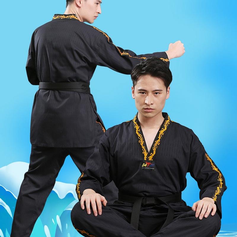 130Cm Cotton Taekwondo Training Uniform For All Ages - Black - 170 4