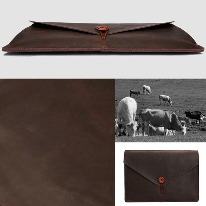 12 Genuine Leather Laptop / Tablet Bag - Universal Fit - Coffee 8