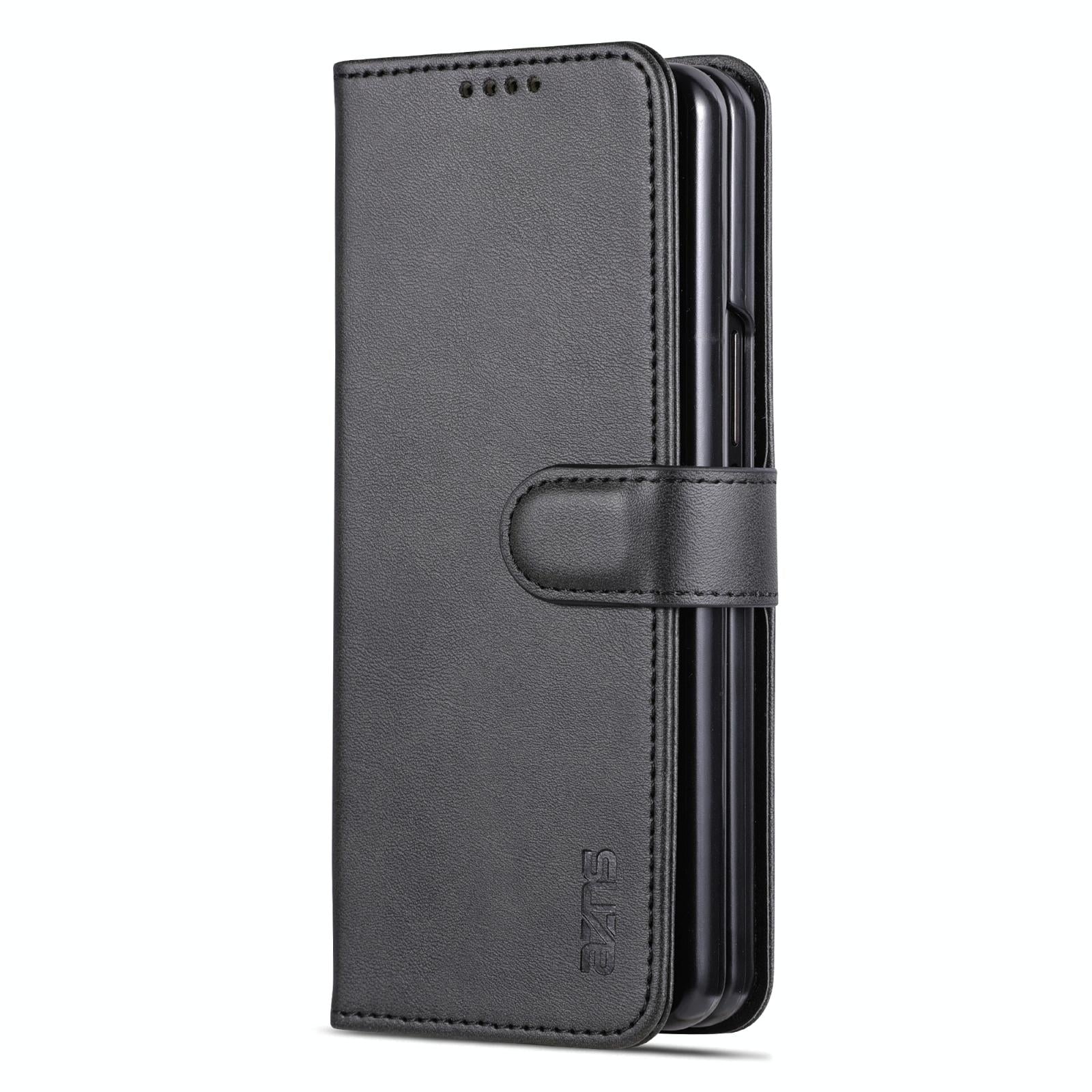 For Samsung Galaxy Z Fold4 5G Leather Phone Case - Smooth Calf Texture - Blue 9