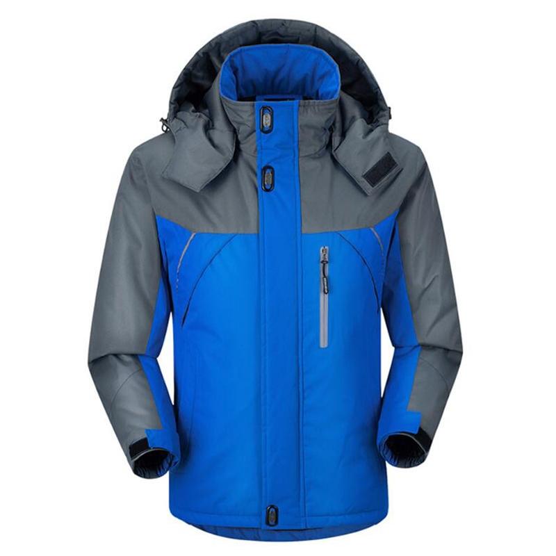 Men Winter Thick Fleece Waterproof Outwear Down Jackets Coats - Size Xxxxxl Blue 4