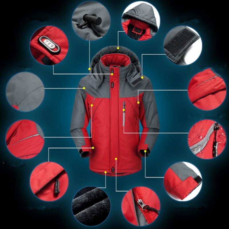 Men Winter Thick Fleece Waterproof Outwear Down Jackets Coats - Size Xxxxxl Blue 8