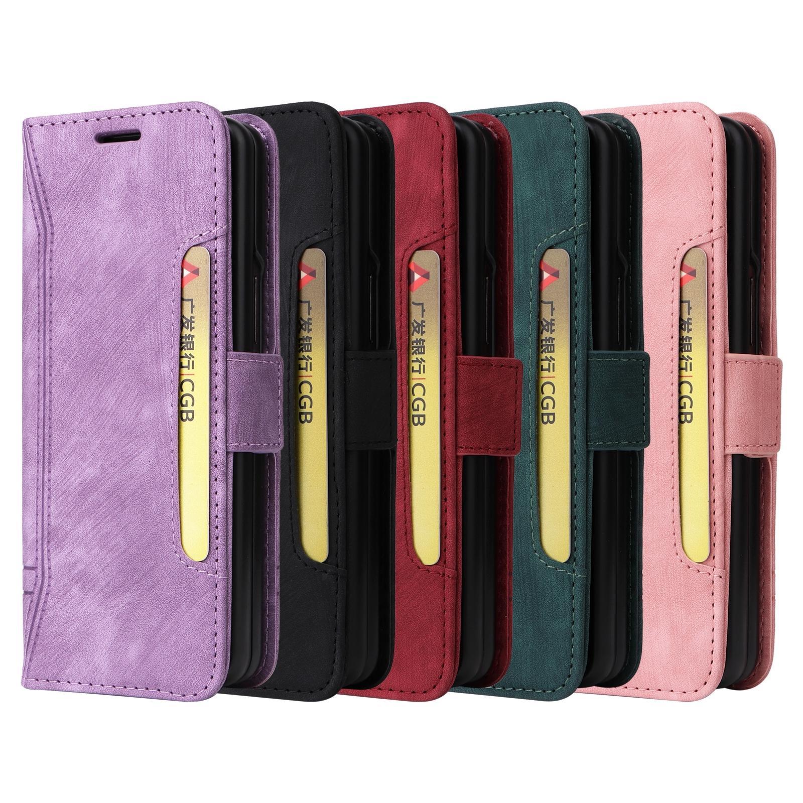 For Samsung Galaxy Z Fold4 5G Leather Dual Buckle Phone Case - Red 8