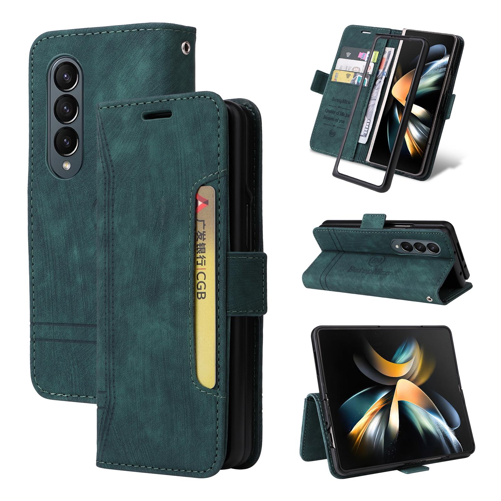 For Samsung Galaxy Z Fold4 5G Leather Dual Buckle Phone Case - Red 9