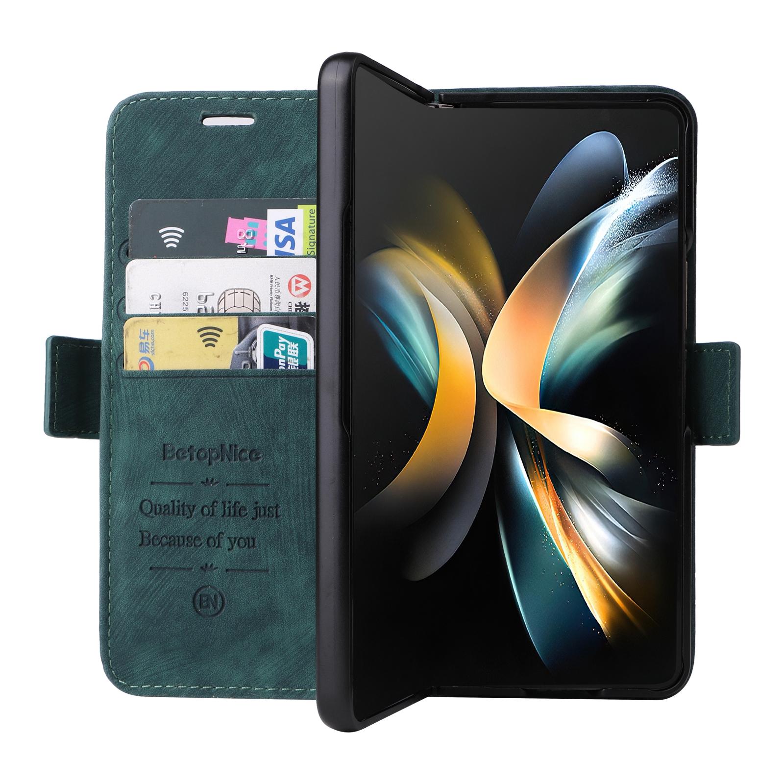 For Samsung Galaxy Z Fold4 5G Leather Dual Buckle Phone Case - Red 12