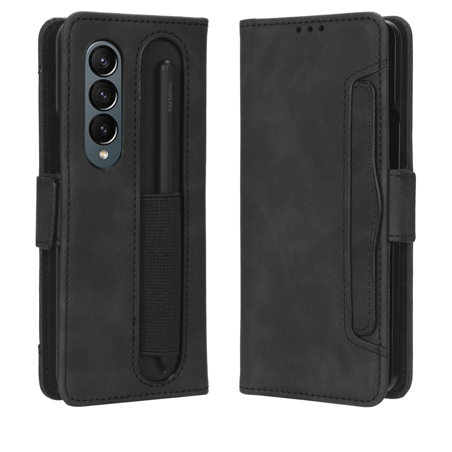 For Samsung Galaxy Z Fold4 5G Leather Phone Case With Card Slots And Calf Texture - Red 3