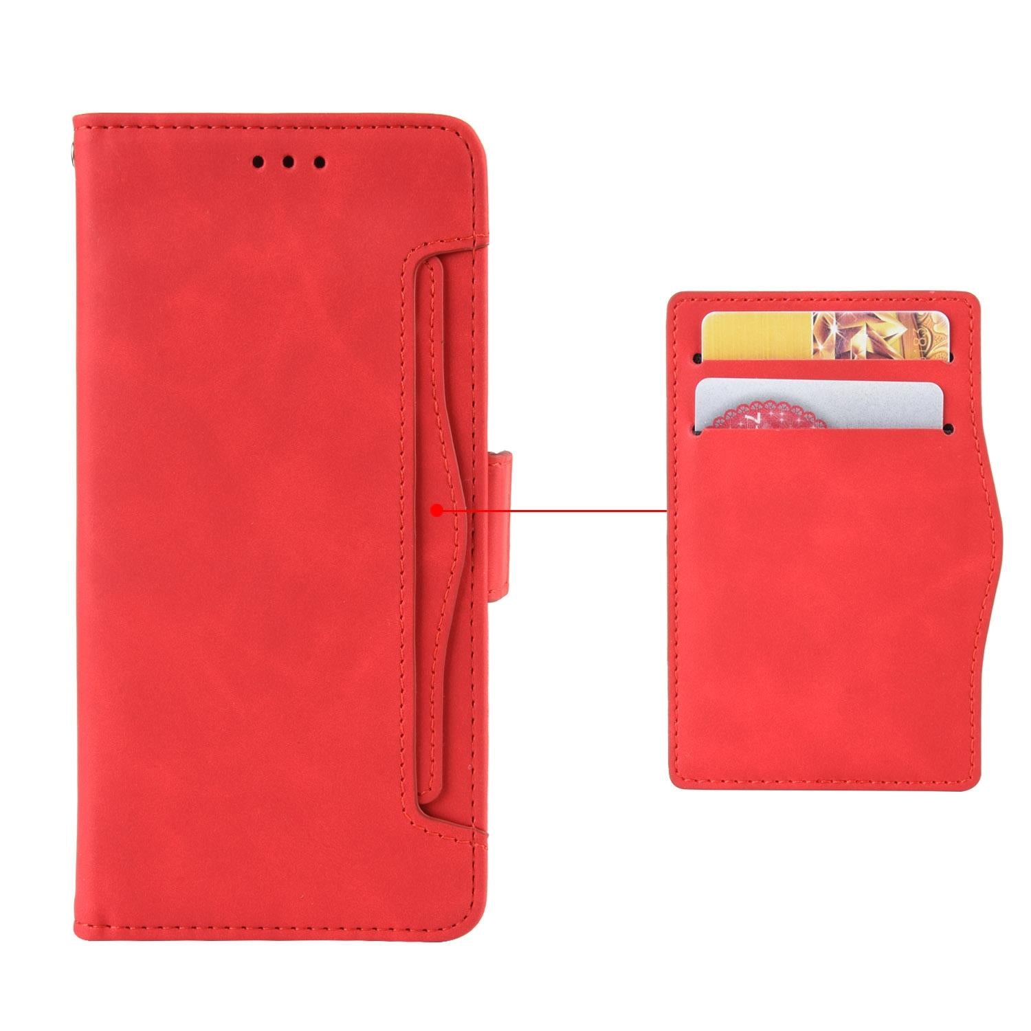 For Samsung Galaxy Z Fold4 5G Leather Phone Case With Card Slots And Calf Texture - Red 10