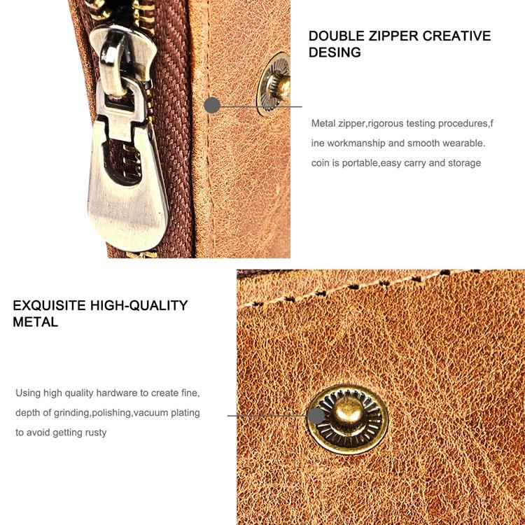 Leather Wallet with Rfid Protection and Strap - Card Slots - Coffee 7