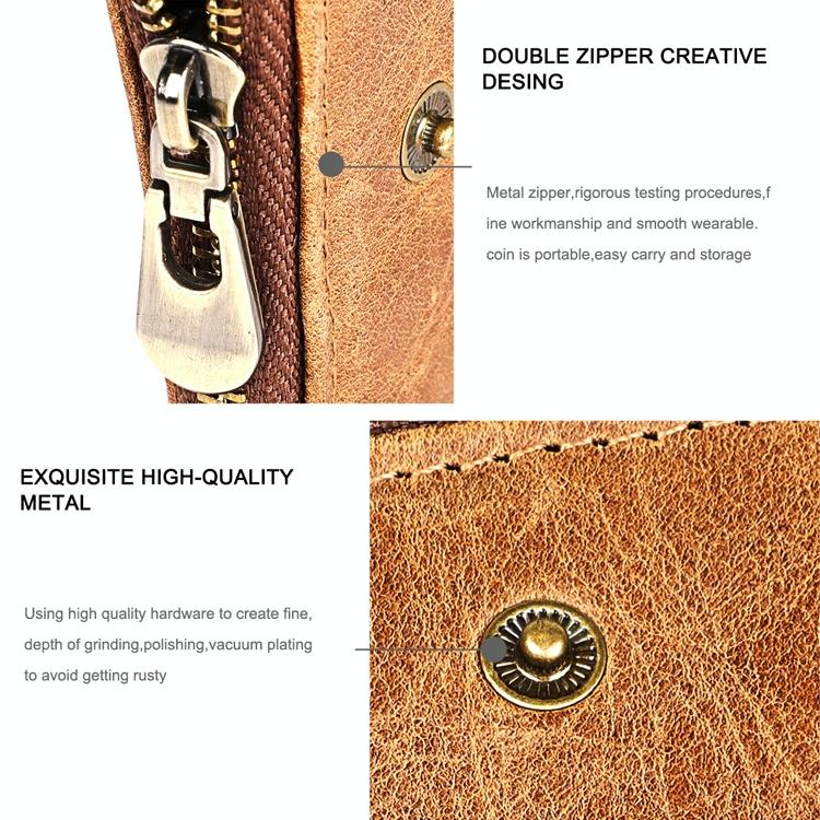 Leather Wallet with Rfid Protection and Strap - Card Slots - Coffee 14