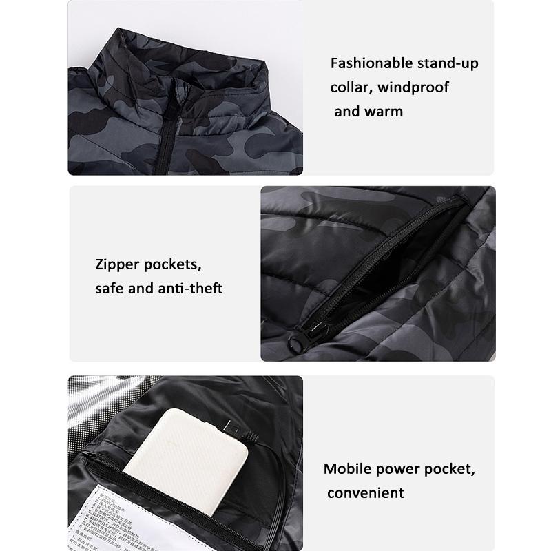 4 Area Single Control Usb Electric Heating Undershirt Intelligent Warm Vest - Red - Xxxxl 6