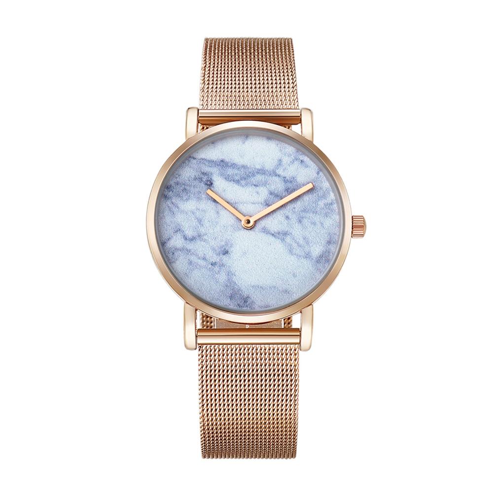 Stylish Women Quartz Watch with Gold Alloy Case and Stainless Steel Band - Round Dial - Wa0727C