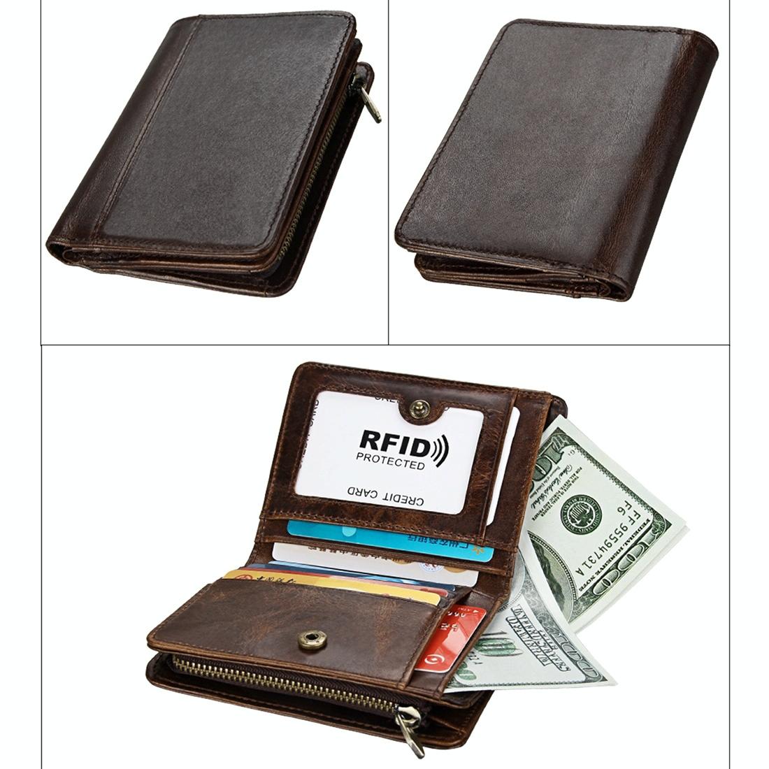 Antimagnetic Rfid Leather Wallet for Men - Coffee 9