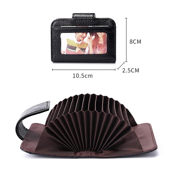 Women Cowhide Leather Rfid Wallet - Horizontal Design - Coffee 11