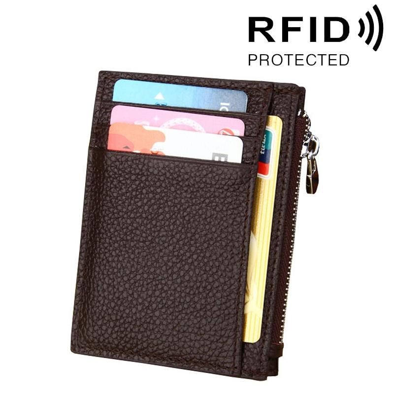 Leather Rfid Blocking Card Holder Wallet - Cowhide - Coffee 10