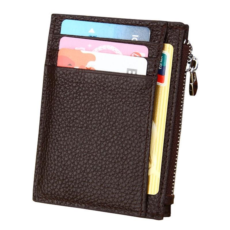 Leather Rfid Blocking Card Holder Wallet - Cowhide - Coffee 11