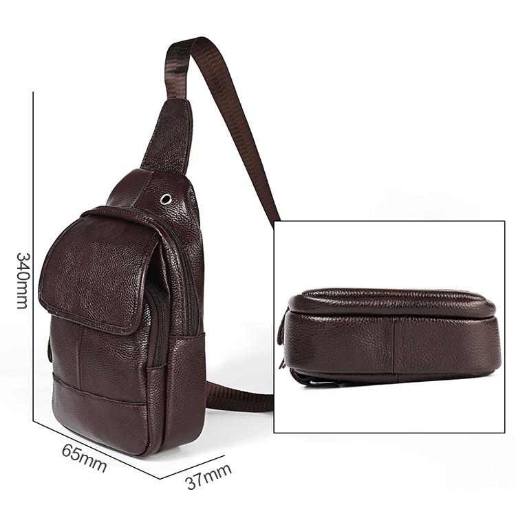 Men Litchi Texture Full Grain Cowhide Crossbody Bag - Coffee 5