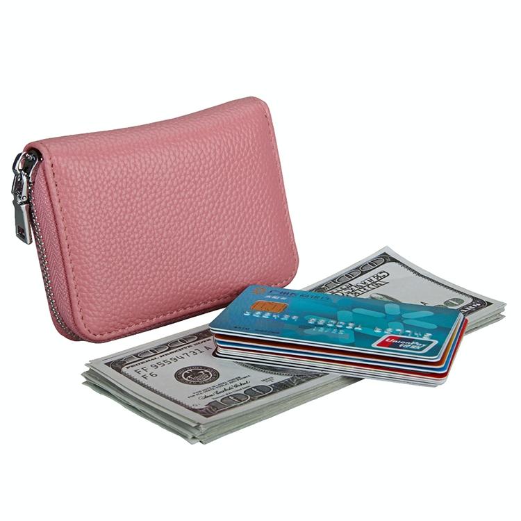 Anti-magnetic Rfid Leather Zip Wallet - Zipper Closure - Coffee 5