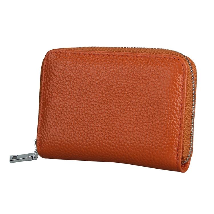 Anti-magnetic Rfid Leather Zip Wallet - Zipper Closure - Coffee 9