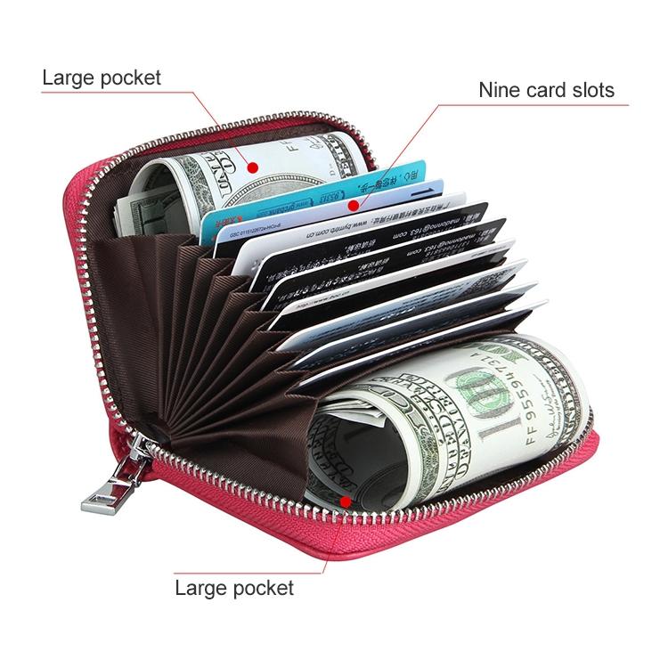 Anti-magnetic Rfid Leather Zip Wallet - Zipper Closure - Coffee 13