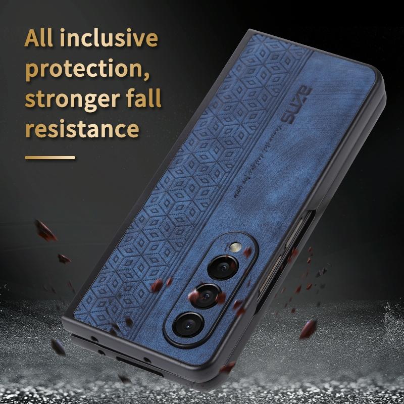 For Samsung Galaxy z Fold4 5G Embossed 3d Skin Texture Phone Case - Sleek Design - Sapphire Blue 6