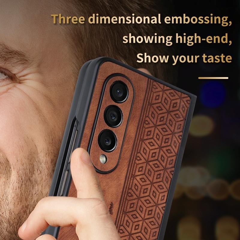 For Samsung Galaxy z Fold4 5G Embossed 3d Skin Texture Phone Case - Sleek Design - Sapphire Blue 7